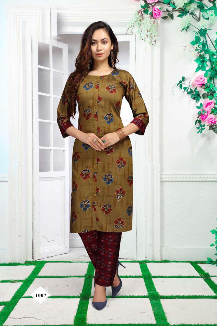 Beauty Queen Palak Casual Wear Printed Kurti With Bottom Collection